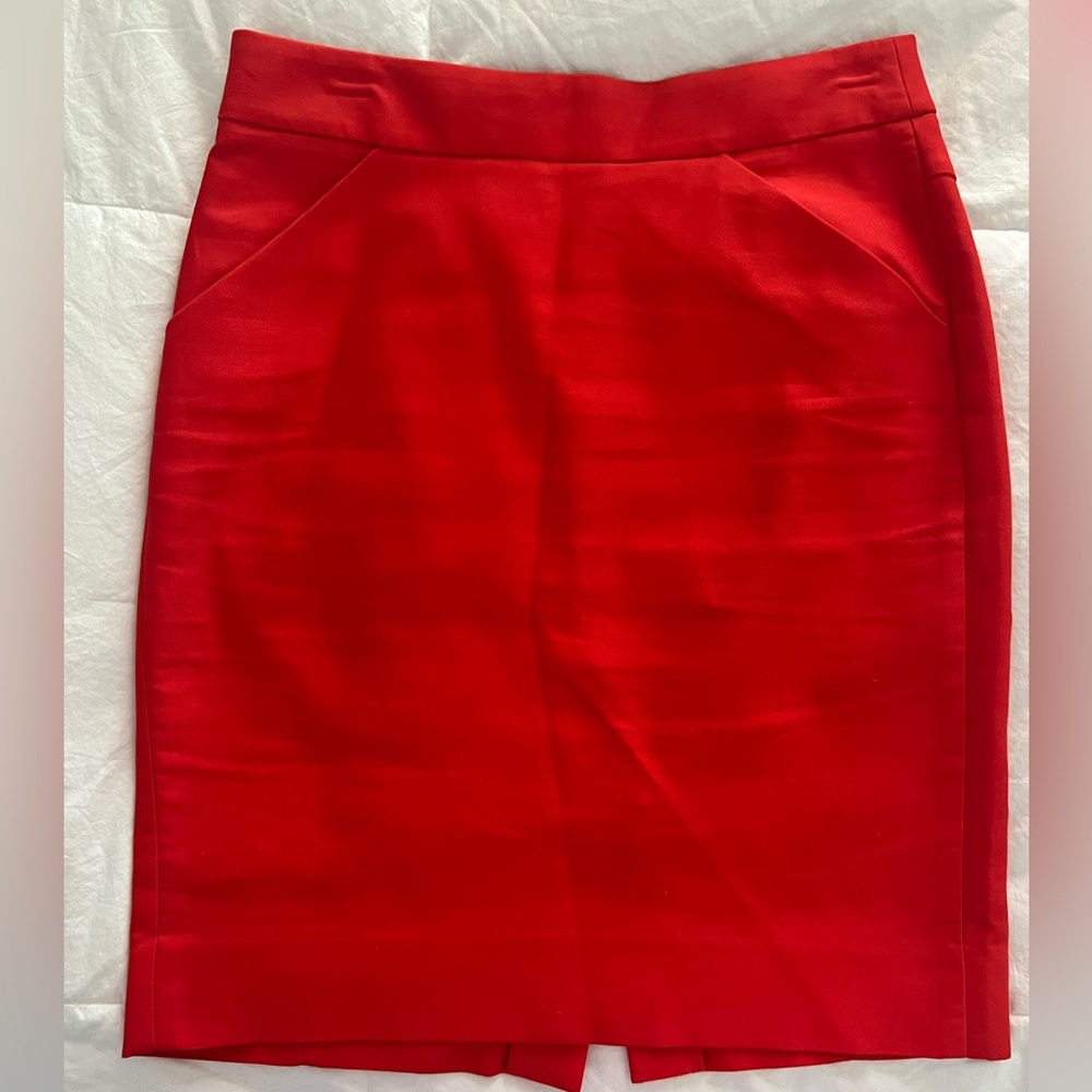 Red J Crew Pencil Skirt